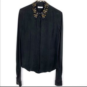 Equipment Signature Silk Button-Down Shirt
Beaded Jeweled Collar Black Sz Small